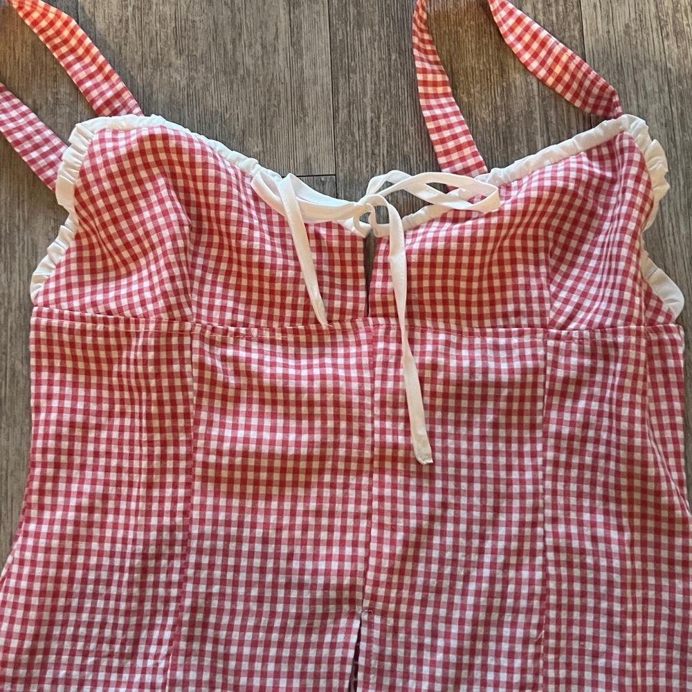 Hello Molly Red Gingham Tie-Front Tank